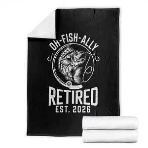 Officially Retired Est 2026 Fishing Throw Blanket Funny Fishing Retirement Gift TS12 Black Print Your Wear