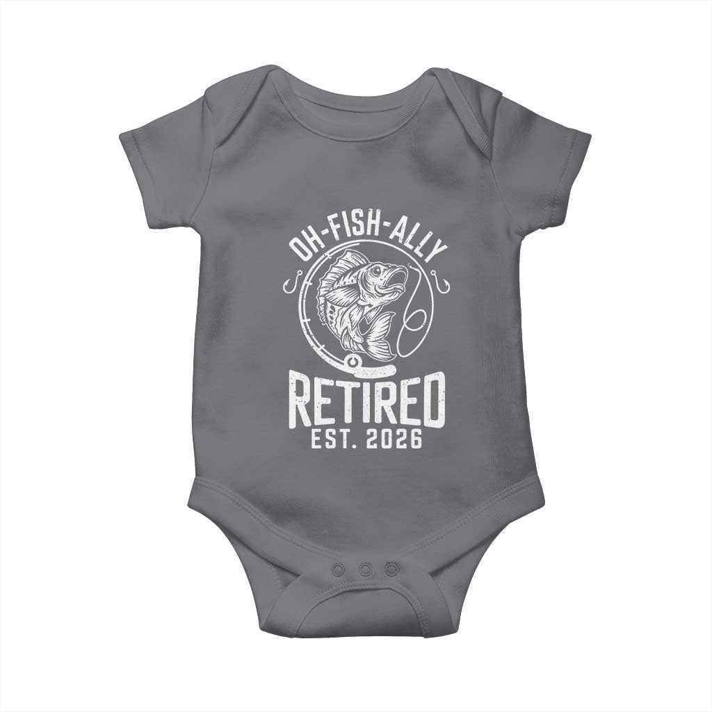 Officially Retired Est 2026 Fishing Baby Onesie Funny Fishing Retirement Gift TS12 Charcoal Print Your Wear