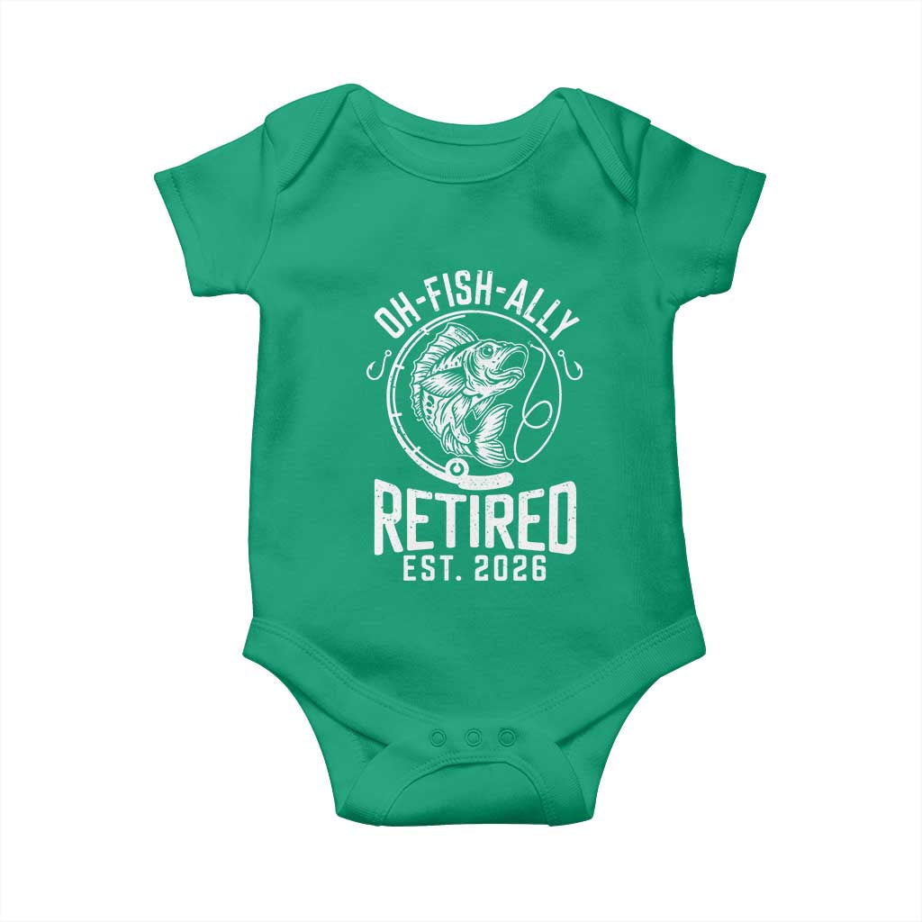 Officially Retired Est 2026 Fishing Baby Onesie Funny Fishing Retirement Gift TS12 Irish Green Print Your Wear