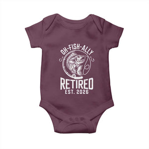 Officially Retired Est 2026 Fishing Baby Onesie Funny Fishing Retirement Gift TS12 Maroon Print Your Wear