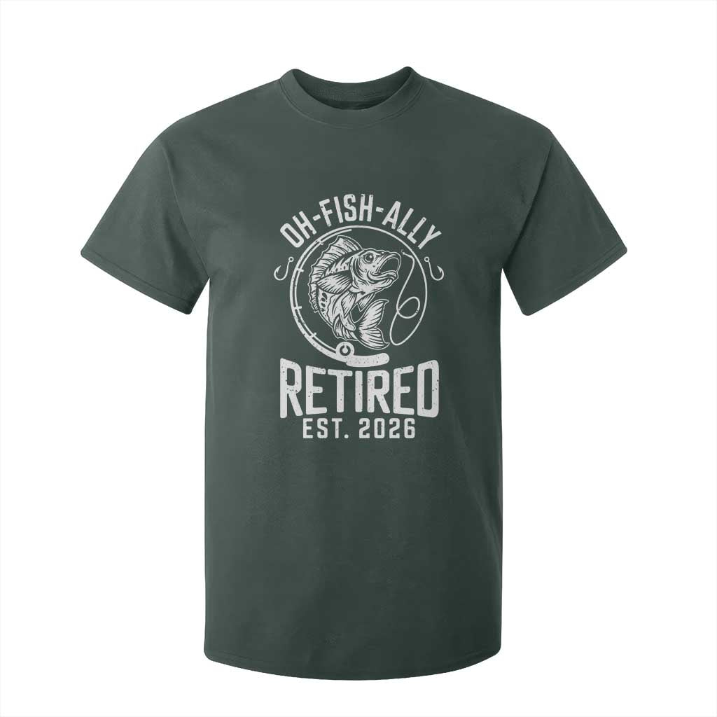 Officially Retired Est 2026 Fishing T Shirt For Kid Funny Fishing Retirement Gift TS12 Dark Forest Green Print Your Wear