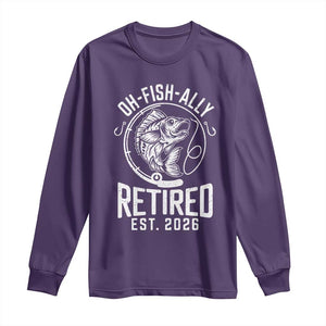 Officially Retired Est 2026 Fishing Long Sleeve Shirt Funny Fishing Retirement Gift TS12 Purple Print Your Wear