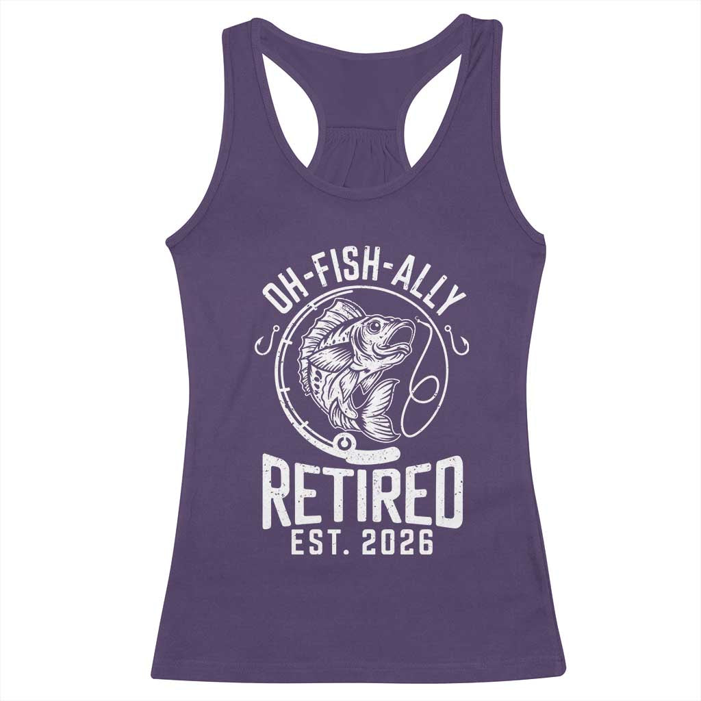 Officially Retired Est 2026 Fishing Racerback Tank Top Funny Fishing Retirement Gift TS12 Purple Print Your Wear