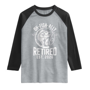 Officially Retired Est 2026 Fishing Raglan Shirt Funny Fishing Retirement Gift TS12 Heather Gray Black Print Your Wear