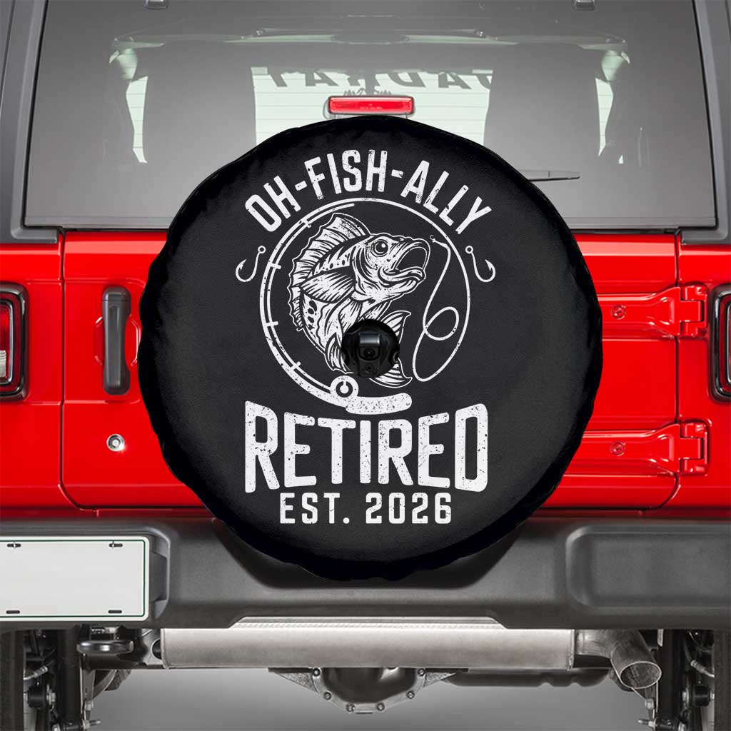 Officially Retired Est 2026 Fishing Spare Tire Cover Funny Fishing Retirement Gift TS12 Black Print Your Wear