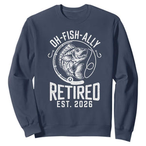 Officially Retired Est 2026 Fishing Sweatshirt Funny Fishing Retirement Gift TS12 Navy Print Your Wear