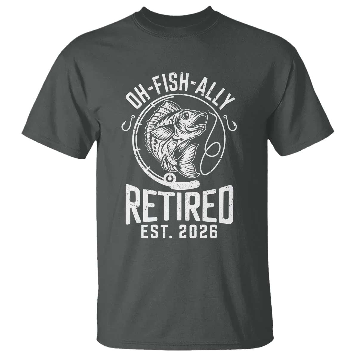 Officially Retired Est 2026 Fishing T Shirt Funny Fishing Retirement Gift TS12 Dark Heather Print Your Wear