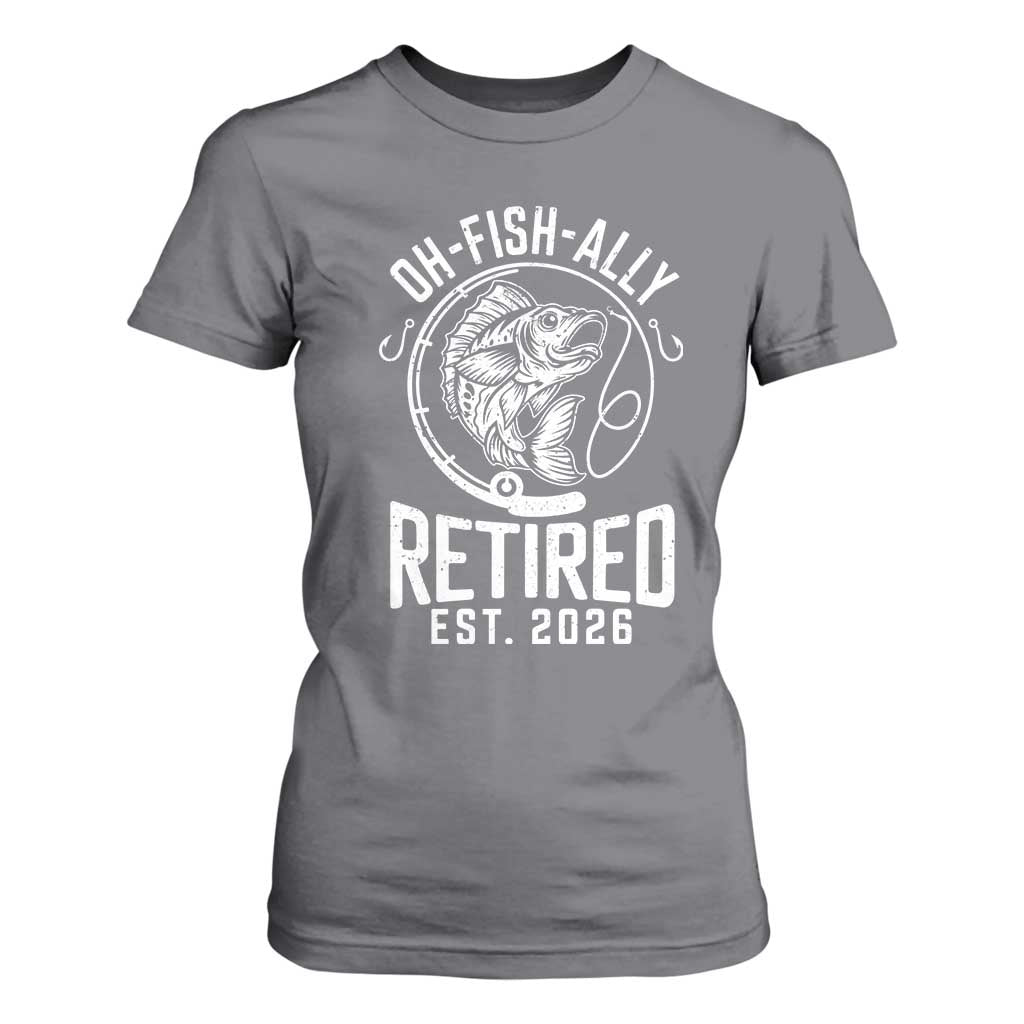 Officially Retired Est 2026 Fishing T Shirt For Women Funny Fishing Retirement Gift TS12 Charcoal Print Your Wear