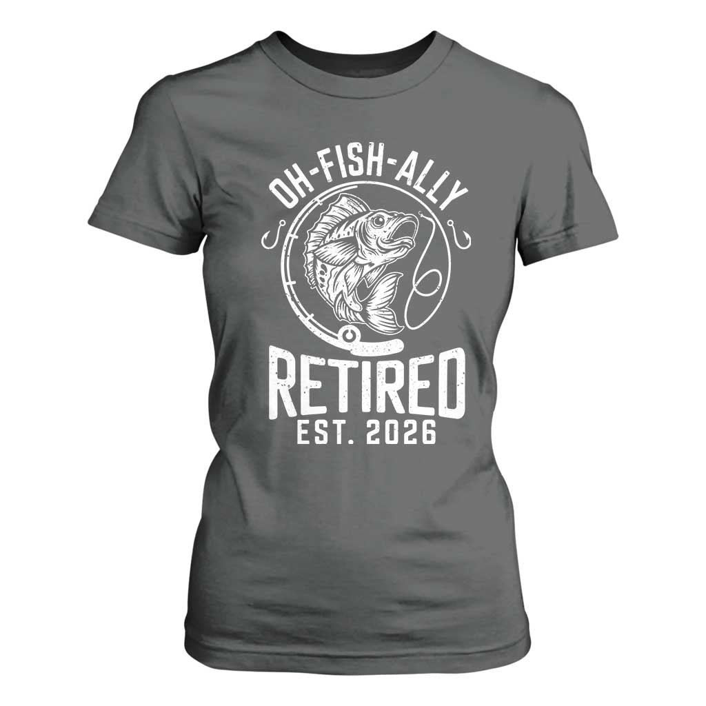 Officially Retired Est 2026 Fishing T Shirt For Women Funny Fishing Retirement Gift TS12 Dark Heather Print Your Wear