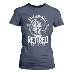 Officially Retired Est 2026 Fishing T Shirt For Women Funny Fishing Retirement Gift TS12 Navy Print Your Wear