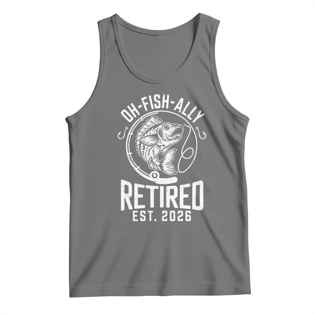 Officially Retired Est 2026 Fishing Tank Top Funny Fishing Retirement Gift TS12 Black Heather Print Your Wear