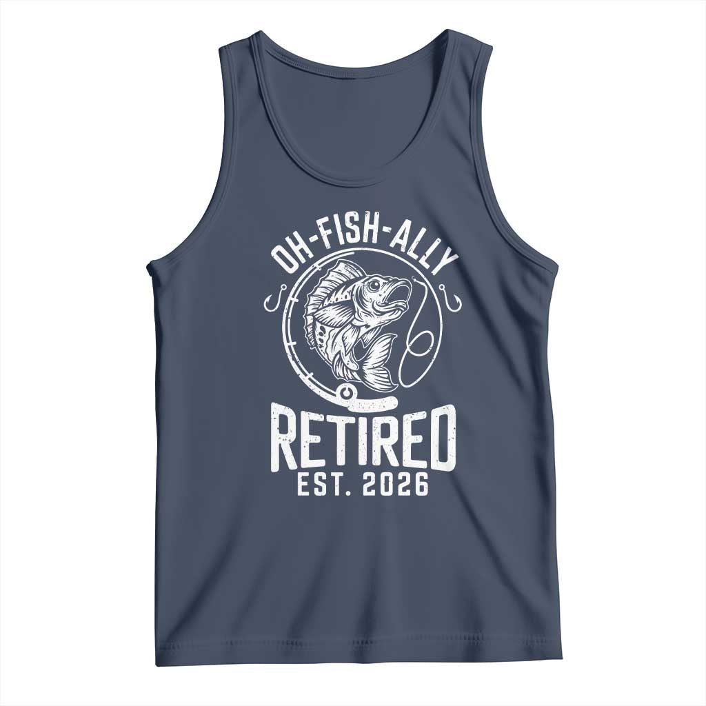 Officially Retired Est 2026 Fishing Tank Top Funny Fishing Retirement Gift TS12 Navy Print Your Wear