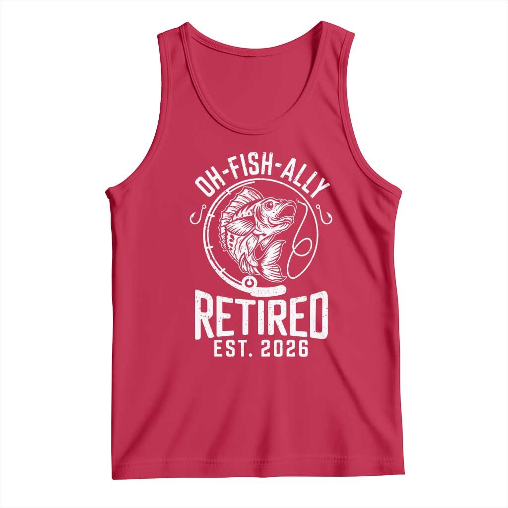 Officially Retired Est 2026 Fishing Tank Top Funny Fishing Retirement Gift TS12 Red Print Your Wear