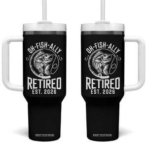 Officially Retired Est 2026 Fishing Tumbler With Handle Funny Fishing Retirement Gift TS12 One Size: 40 oz Black Print Your Wear