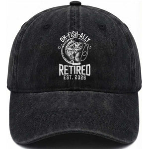 Officially Retired Est 2026 Fishing Washed Cotton Baseball Cap Funny Fishing Retirement Gift TS12 Print Your Wear