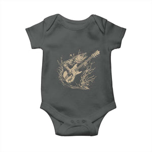 Vintage Trout Playing Guitar Baby Onesie Funny Fishing Musician Gift TS12 Dark Heather Print Your Wear