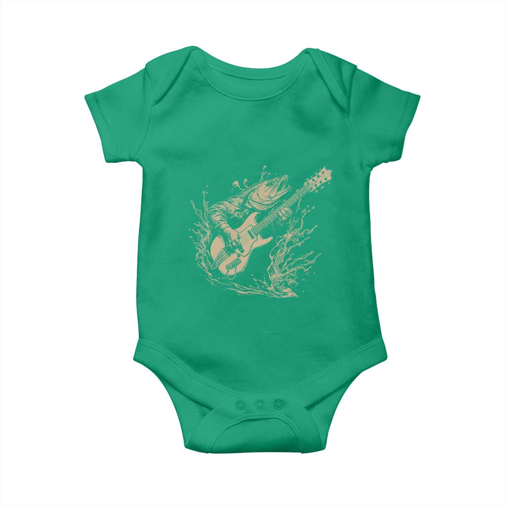 Vintage Trout Playing Guitar Baby Onesie Funny Fishing Musician Gift TS12 Irish Green Print Your Wear
