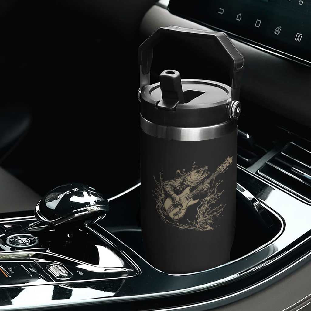 Vintage Trout Playing Guitar Flip Straw Tumbler Funny Fishing Musician Gift TS12 Print Your Wear