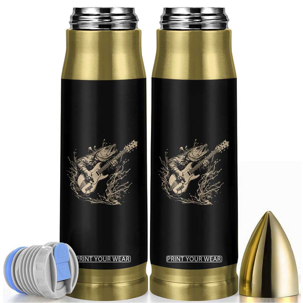Vintage Trout Playing Guitar Bullet Tumbler Funny Fishing Musician Gift TS12 Black Print Your Wear