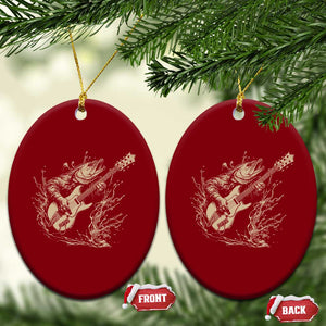Vintage Trout Playing Guitar Ceramic Ornament Funny Fishing Musician Gift