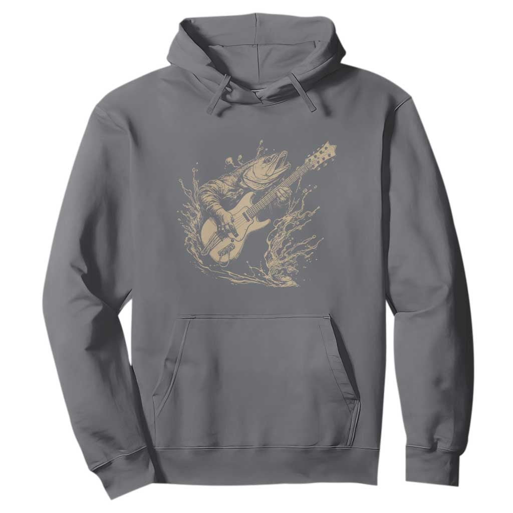Vintage Trout Playing Guitar Hoodie Funny Fishing Musician Gift TS12 Charcoal Print Your Wear