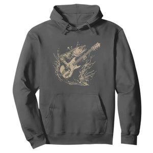 Vintage Trout Playing Guitar Hoodie Funny Fishing Musician Gift TS12 Dark Heather Print Your Wear