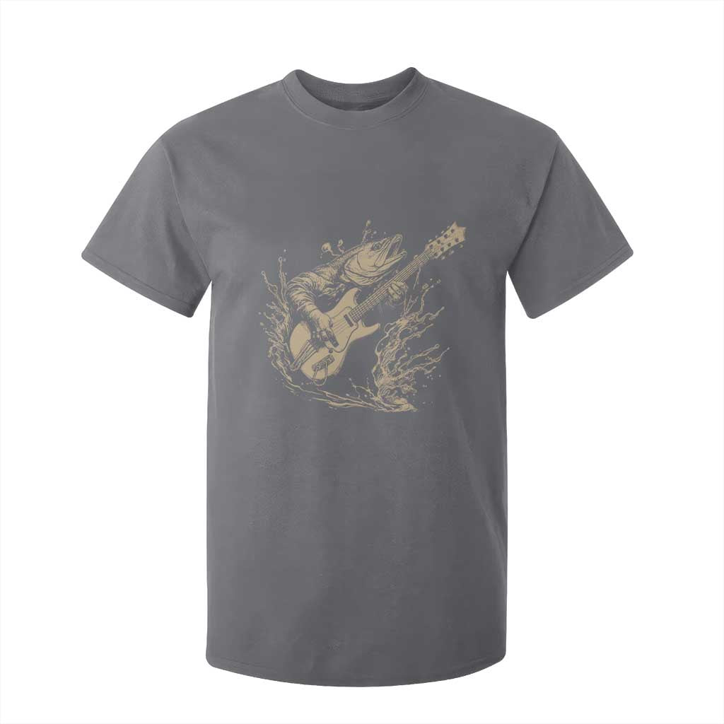 Vintage Trout Playing Guitar T Shirt For Kid Funny Fishing Musician Gift TS12 Charcoal Print Your Wear