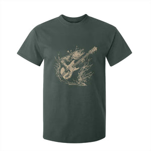 Vintage Trout Playing Guitar T Shirt For Kid Funny Fishing Musician Gift TS12 Dark Forest Green Print Your Wear