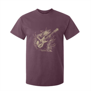 Vintage Trout Playing Guitar T Shirt For Kid Funny Fishing Musician Gift TS12 Maroon Print Your Wear