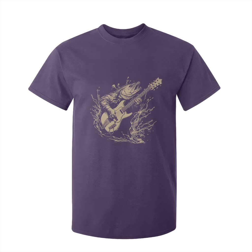 Vintage Trout Playing Guitar T Shirt For Kid Funny Fishing Musician Gift TS12 Purple Print Your Wear