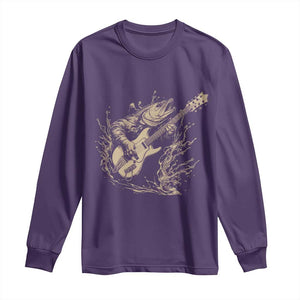 Vintage Trout Playing Guitar Long Sleeve Shirt Funny Fishing Musician Gift TS12 Purple Print Your Wear