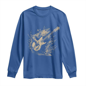 Vintage Trout Playing Guitar Long Sleeve Shirt Funny Fishing Musician Gift TS12 Royal Blue Print Your Wear