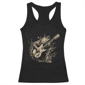 Vintage Trout Playing Guitar Racerback Tank Top Funny Fishing Musician Gift TS12 Black Print Your Wear