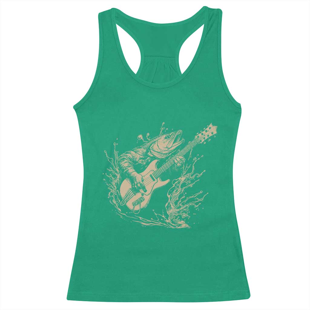 Vintage Trout Playing Guitar Racerback Tank Top Funny Fishing Musician Gift TS12 Irish Green Print Your Wear
