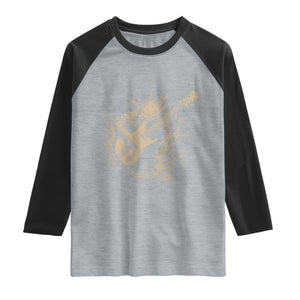 Vintage Trout Playing Guitar Raglan Shirt Funny Fishing Musician Gift TS12 Heather Gray Black Print Your Wear