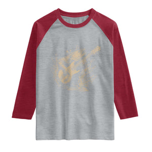 Vintage Trout Playing Guitar Raglan Shirt Funny Fishing Musician Gift TS12 Heather Gray Heather Red Print Your Wear