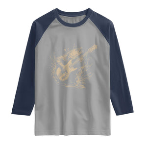 Vintage Trout Playing Guitar Raglan Shirt Funny Fishing Musician Gift TS12 Sport Gray Navy Print Your Wear
