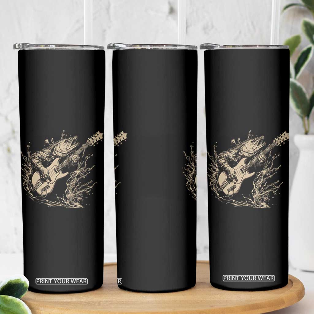 Vintage Trout Playing Guitar Skinny Tumbler Funny Fishing Musician Gift TS12 Print Your Wear