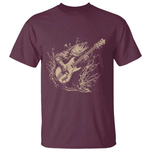 Vintage Trout Playing Guitar T Shirt Funny Fishing Musician Gift TS12 Maroon Print Your Wear