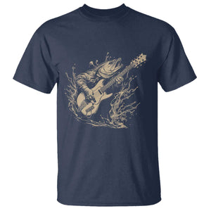 Vintage Trout Playing Guitar T Shirt Funny Fishing Musician Gift TS12 Navy Print Your Wear