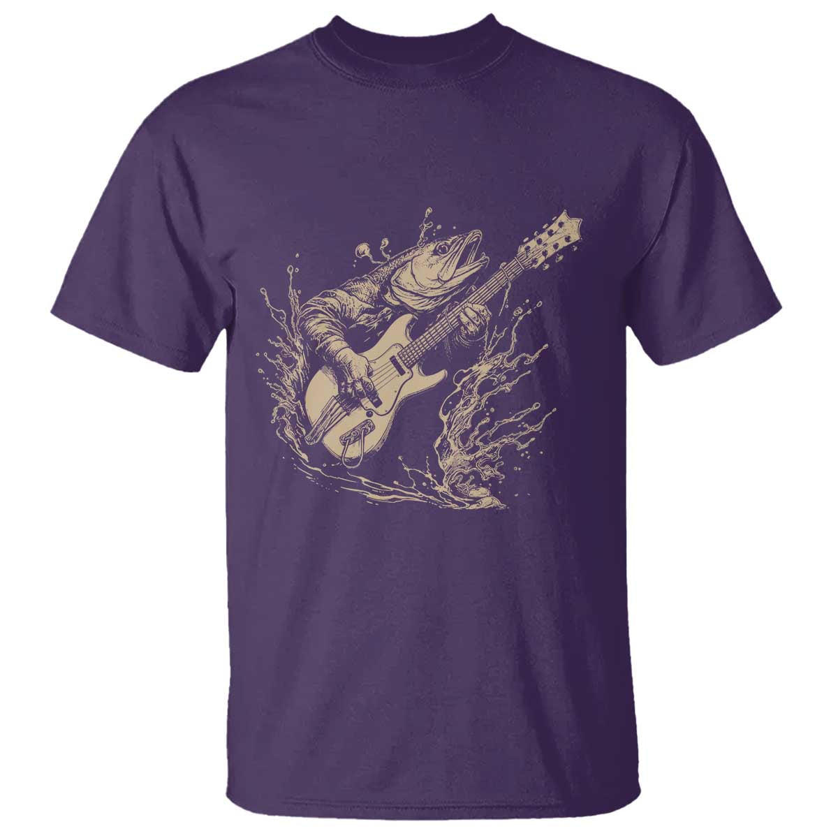 Vintage Trout Playing Guitar T Shirt Funny Fishing Musician Gift TS12 Purple Print Your Wear