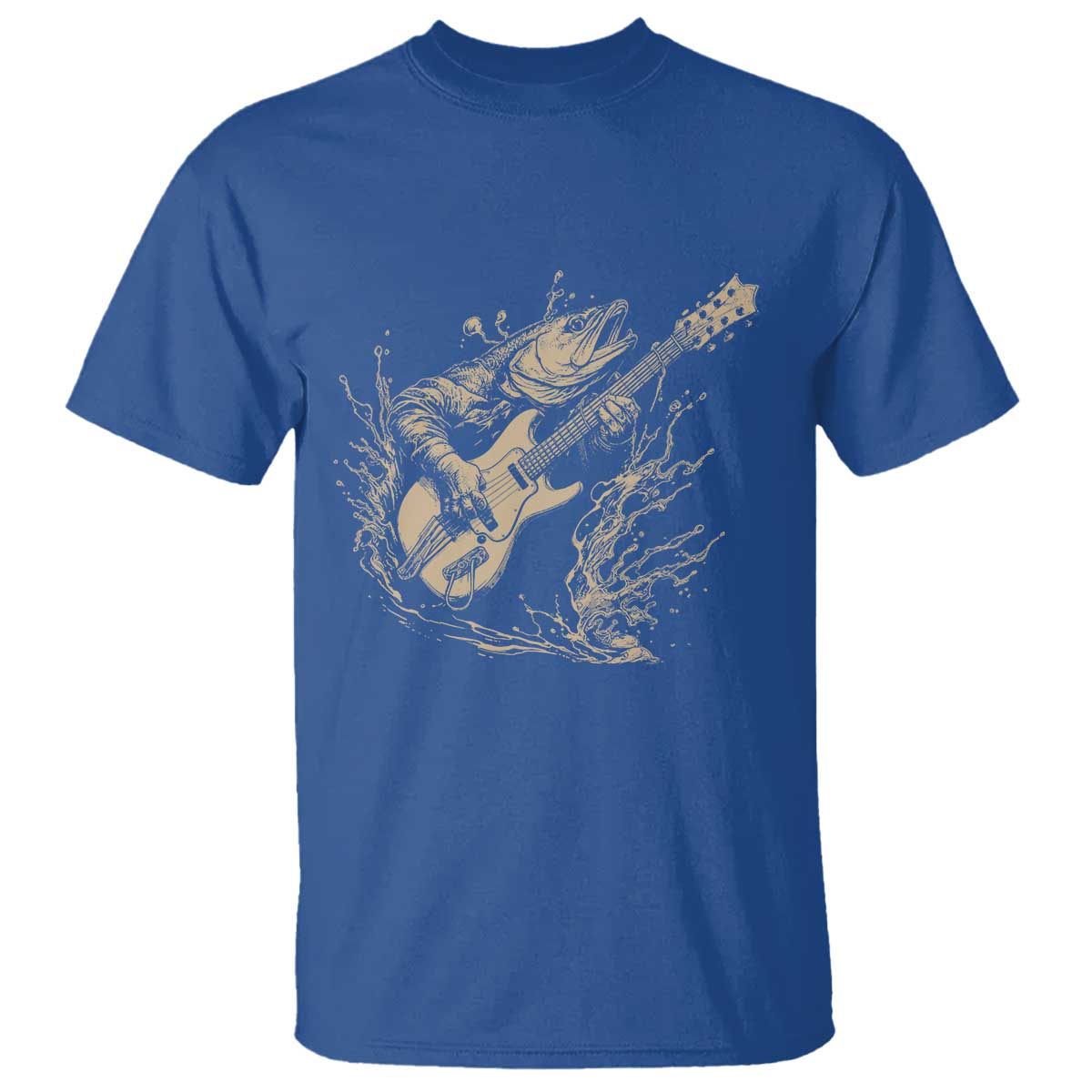 Vintage Trout Playing Guitar T Shirt Funny Fishing Musician Gift TS12 Royal Blue Print Your Wear