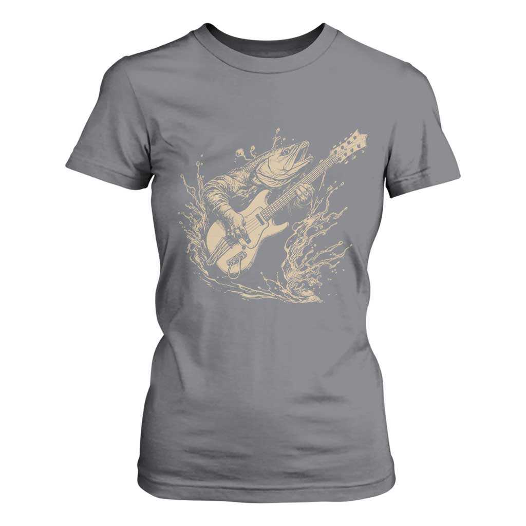 Vintage Trout Playing Guitar T Shirt For Women Funny Fishing Musician Gift TS12 Charcoal Print Your Wear