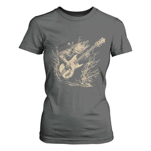 Vintage Trout Playing Guitar T Shirt For Women Funny Fishing Musician Gift TS12 Dark Heather Print Your Wear