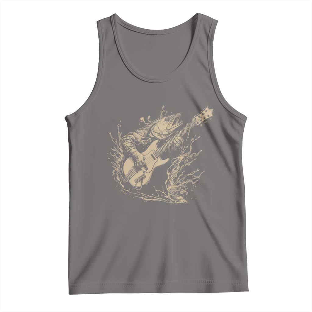 Vintage Trout Playing Guitar Tank Top Funny Fishing Musician Gift TS12 Deep Heather Print Your Wear