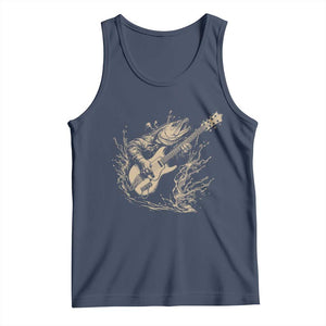 Vintage Trout Playing Guitar Tank Top Funny Fishing Musician Gift TS12 Navy Print Your Wear