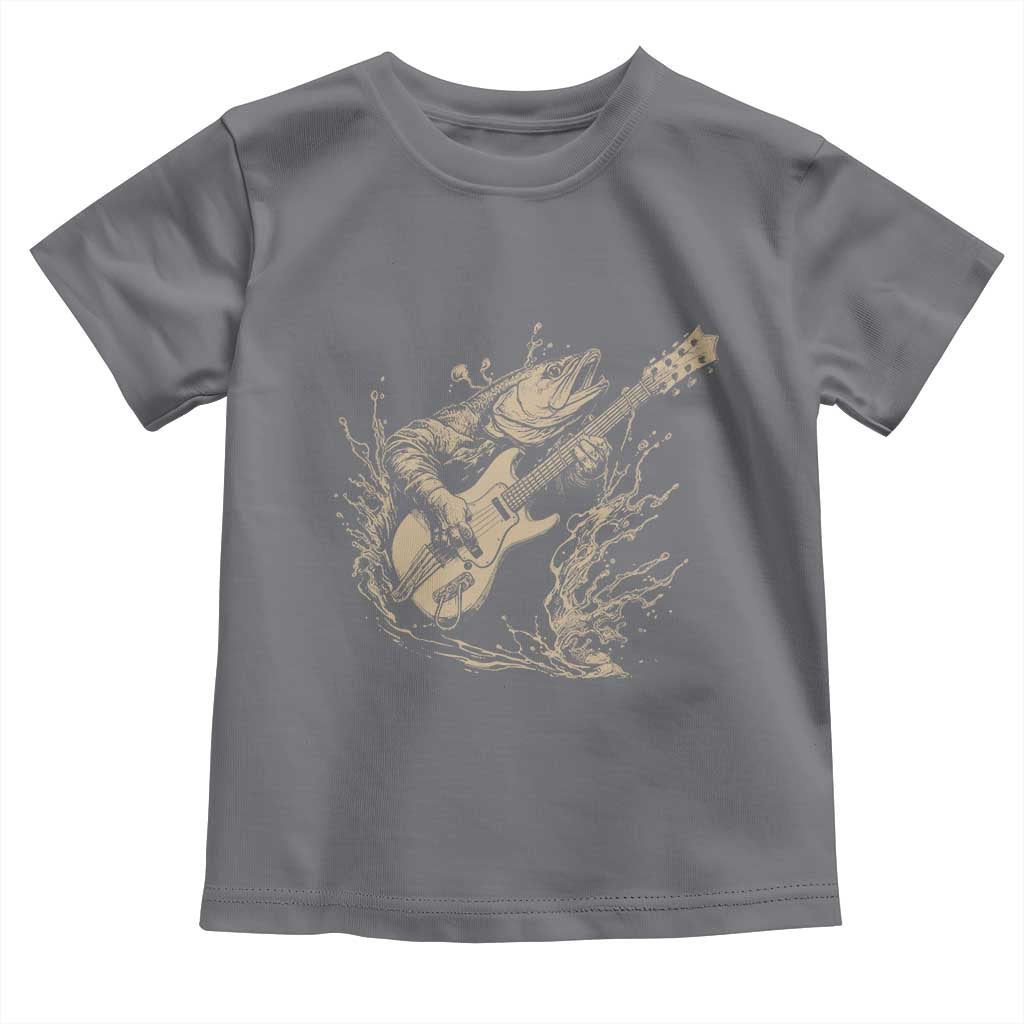 Vintage Trout Playing Guitar Toddler T Shirt Funny Fishing Musician Gift TS12 Charcoal Print Your Wear