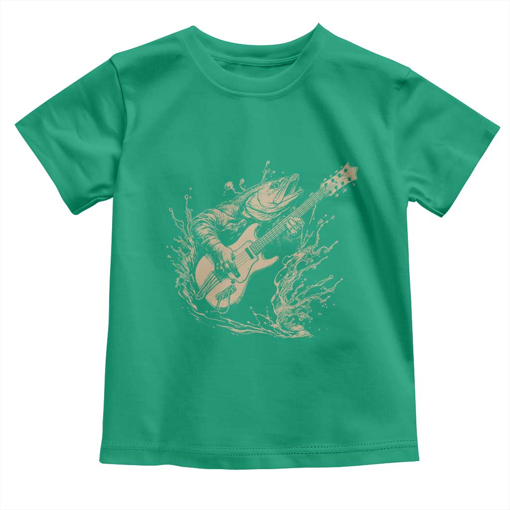 Vintage Trout Playing Guitar Toddler T Shirt Funny Fishing Musician Gift TS12 Irish Green Print Your Wear
