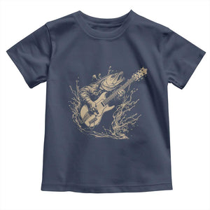 Vintage Trout Playing Guitar Toddler T Shirt Funny Fishing Musician Gift TS12 Navy Print Your Wear