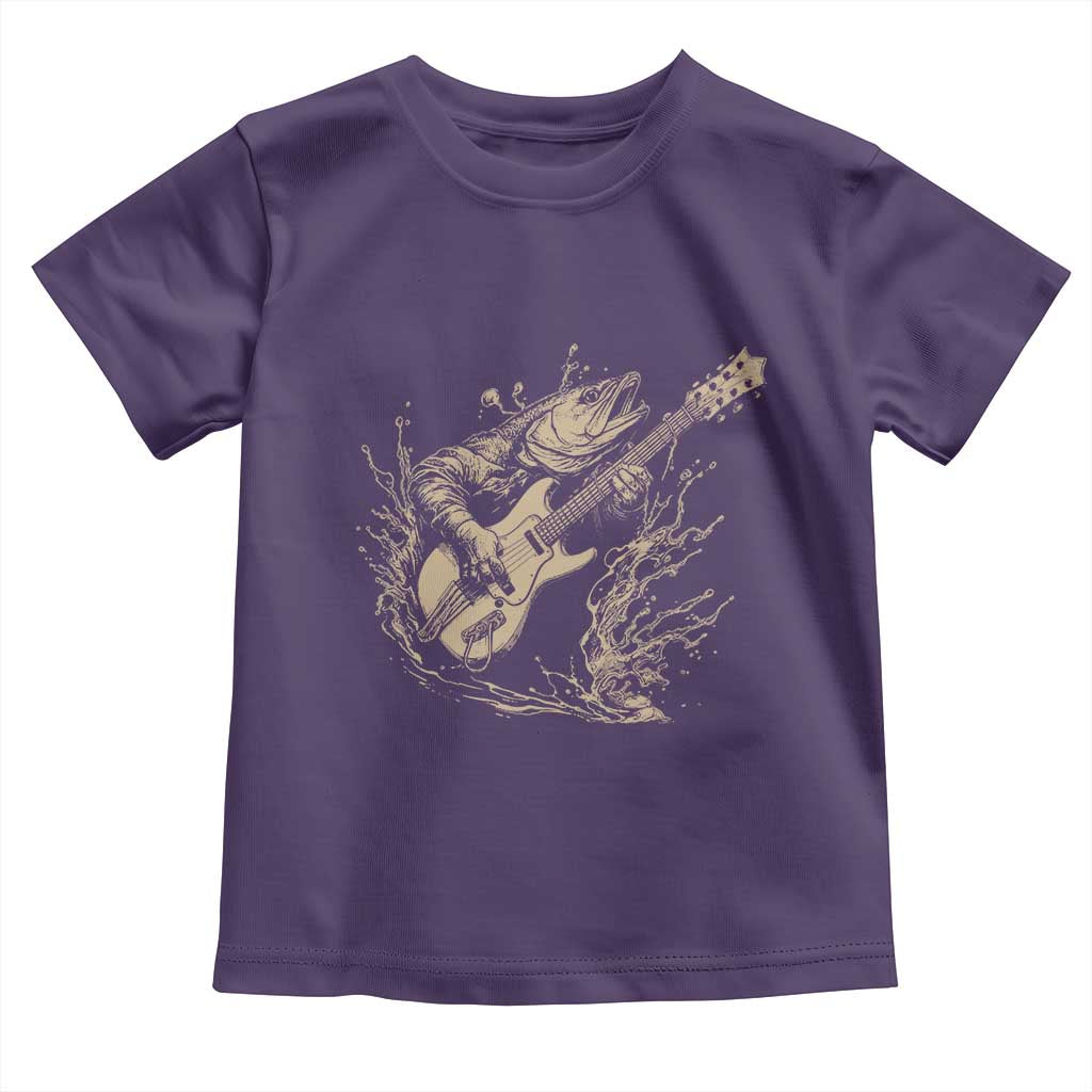 Vintage Trout Playing Guitar Toddler T Shirt Funny Fishing Musician Gift TS12 Purple Print Your Wear